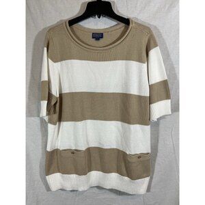 Pendleton White Beige Striped Knit Sweater 2X